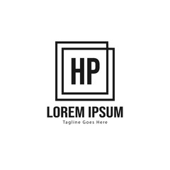 Initial HP logo template with modern frame. Minimalist HP letter logo vector illustration