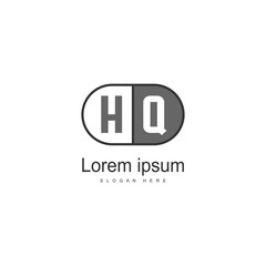 Initial HQ logo template with modern frame. Minimalist HQ letter logo vector illustration