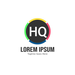 Initial HQ logo template with modern frame. Minimalist HQ letter logo vector illustration