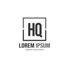 Initial HQ logo template with modern frame. Minimalist HQ letter logo vector illustration