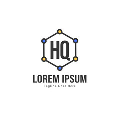 Initial HQ logo template with modern frame. Minimalist HQ letter logo vector illustration