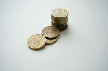 coins on white background