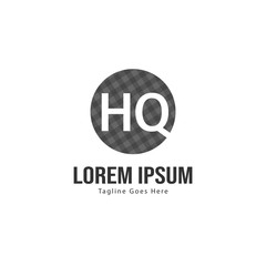Initial HQ logo template with modern frame. Minimalist HQ letter logo vector illustration