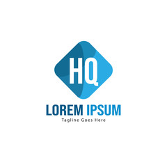 Initial HQ logo template with modern frame. Minimalist HQ letter logo vector illustration