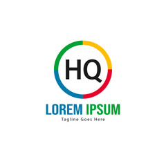 Initial HQ logo template with modern frame. Minimalist HQ letter logo vector illustration