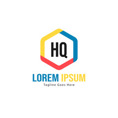 Initial HQ logo template with modern frame. Minimalist HQ letter logo vector illustration