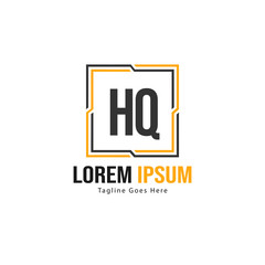 Initial HQ logo template with modern frame. Minimalist HQ letter logo vector illustration