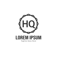 Initial HQ logo template with modern frame. Minimalist HQ letter logo vector illustration