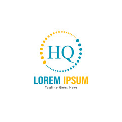 Initial HQ logo template with modern frame. Minimalist HQ letter logo vector illustration