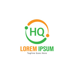 Initial HQ logo template with modern frame. Minimalist HQ letter logo vector illustration