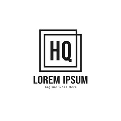 Initial HQ logo template with modern frame. Minimalist HQ letter logo vector illustration