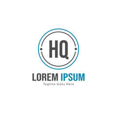 Initial HQ logo template with modern frame. Minimalist HQ letter logo vector illustration
