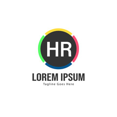 Obraz premium Initial HR logo template with modern frame. Minimalist HR letter logo vector illustration