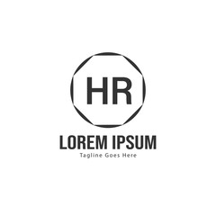 Initial HR logo template with modern frame. Minimalist HR letter logo vector illustration