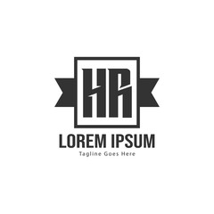 Initial HR logo template with modern frame. Minimalist HR letter logo vector illustration