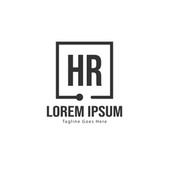 Initial HR logo template with modern frame. Minimalist HR letter logo vector illustration