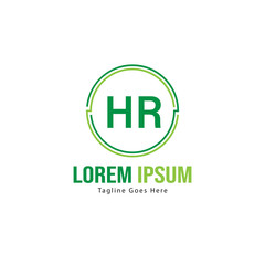 Initial HR logo template with modern frame. Minimalist HR letter logo vector illustration