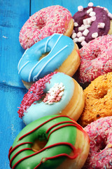 donuts in different glazes with chocolate