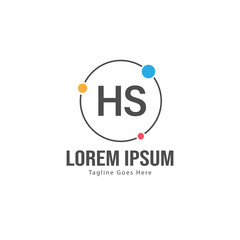 Initial HS logo template with modern frame. Minimalist HS letter logo vector illustration