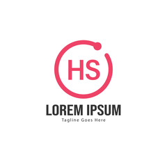 Initial HS logo template with modern frame. Minimalist HS letter logo vector illustration