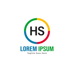Initial HS logo template with modern frame. Minimalist HS letter logo vector illustration