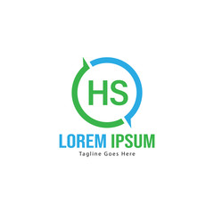 Initial HS logo template with modern frame. Minimalist HS letter logo vector illustration