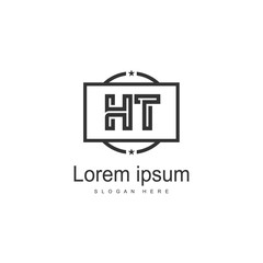 Initial HT logo template with modern frame. Minimalist HT letter logo vector illustration