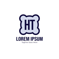 Initial HT logo template with modern frame. Minimalist HT letter logo vector illustration