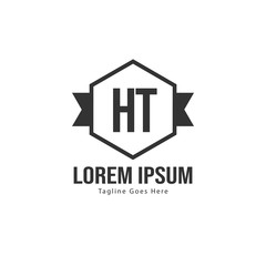 Initial HT logo template with modern frame. Minimalist HT letter logo vector illustration