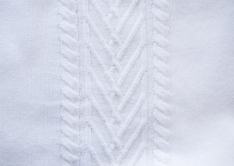 texture knitted white sweater, drawing  braid spokes, 