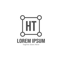 Initial HT logo template with modern frame. Minimalist HT letter logo vector illustration