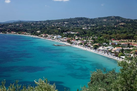 Ypso bay and beach with Kato Agios Markos, Corfu, Ionian Islands, Greece, Europe
