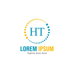 Initial HT logo template with modern frame. Minimalist HT letter logo vector illustration