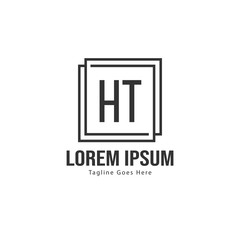 Initial HT logo template with modern frame. Minimalist HT letter logo vector illustration
