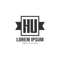 Initial HU logo template with modern frame. Minimalist HU letter logo vector illustration