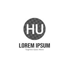Initial HU logo template with modern frame. Minimalist HU letter logo vector illustration