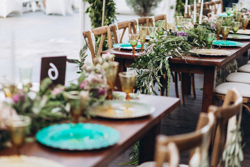 Boho wedding table for a newlywed banquet.