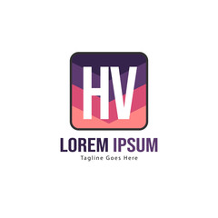 Initial HV logo template with modern frame. Minimalist HV letter logo vector illustration