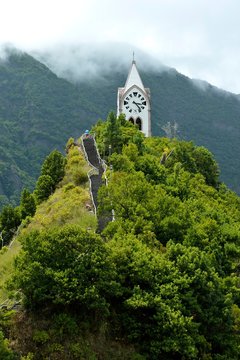 Fatima Chapel on a green hill, Capela de Nossa Senhora de Fatima, Sao Vicente, Madeira, Portugal, Europe