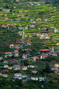 View village built on the sloping ground, Corrida das Feiteiras, Madeira, Portugal, Europe
