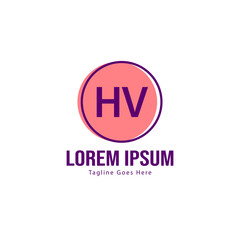 Initial HV logo template with modern frame. Minimalist HV letter logo vector illustration