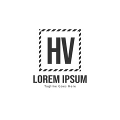 Initial HV logo template with modern frame. Minimalist HV letter logo vector illustration