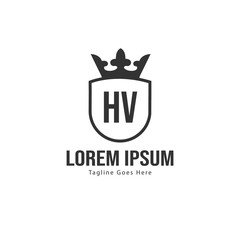 Initial HV logo template with modern frame. Minimalist HV letter logo vector illustration