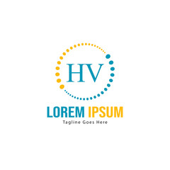 Initial HV logo template with modern frame. Minimalist HV letter logo vector illustration