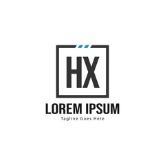 Initial HX logo template with modern frame. Minimalist HX letter logo vector illustration