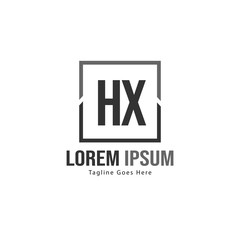 Initial HX logo template with modern frame. Minimalist HX letter logo vector illustration