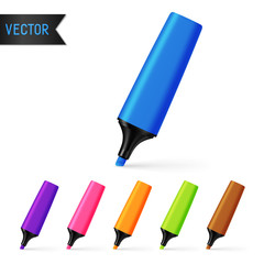 Set of Isolated Realistic Colorful Markers.