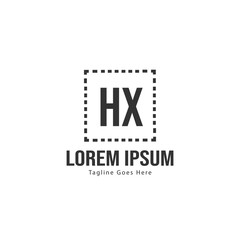 Initial HX logo template with modern frame. Minimalist HX letter logo vector illustration