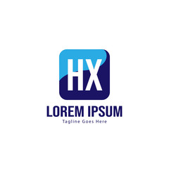 Initial HX logo template with modern frame. Minimalist HX letter logo vector illustration
