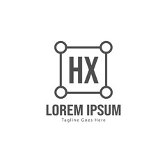 Initial HX logo template with modern frame. Minimalist HX letter logo vector illustration